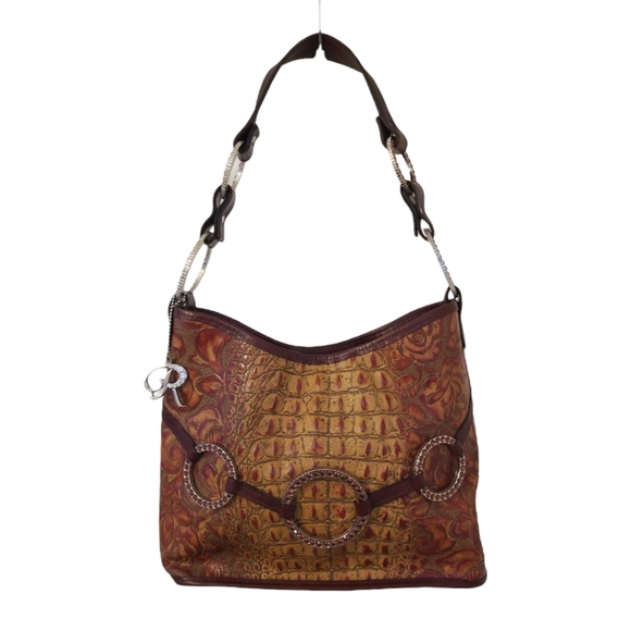 Authentic Raviani Croc Leather Tote Bag Purse Embellished Rhinestones Western - Picture 8 of 12